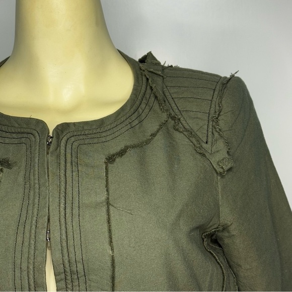 Elizabeth and James Anthropologie Military Green Lightweight Cropped Jacket 8 - Picture 3 of 16